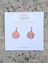 Image 2 of Circular Stud Leather Sterling Silver Earrings - Samples 