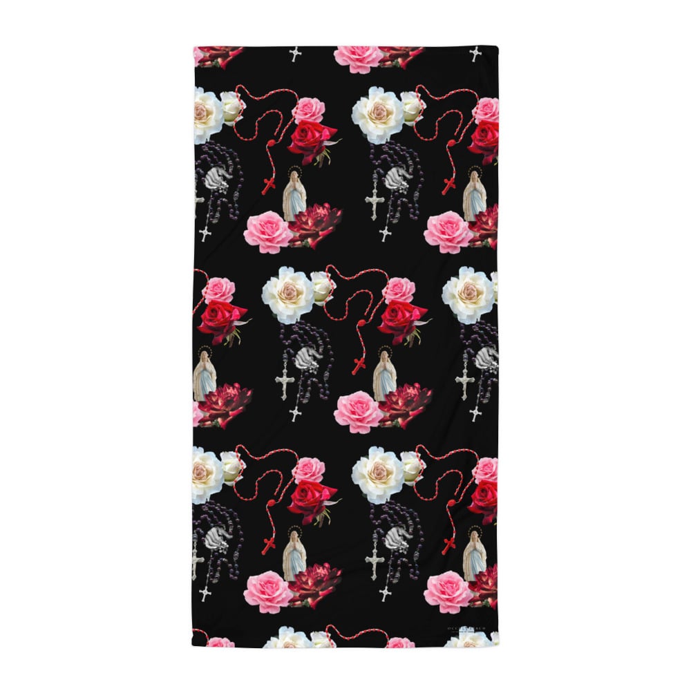 Occult Beach: Roses and Rosaries Towel