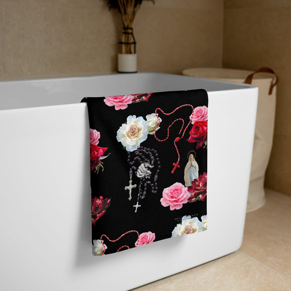 Occult Beach: Roses and Rosaries Towel