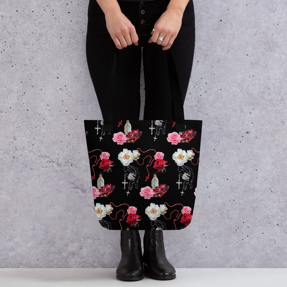 Occult Beach: Roses and Rosaries Tote Bag