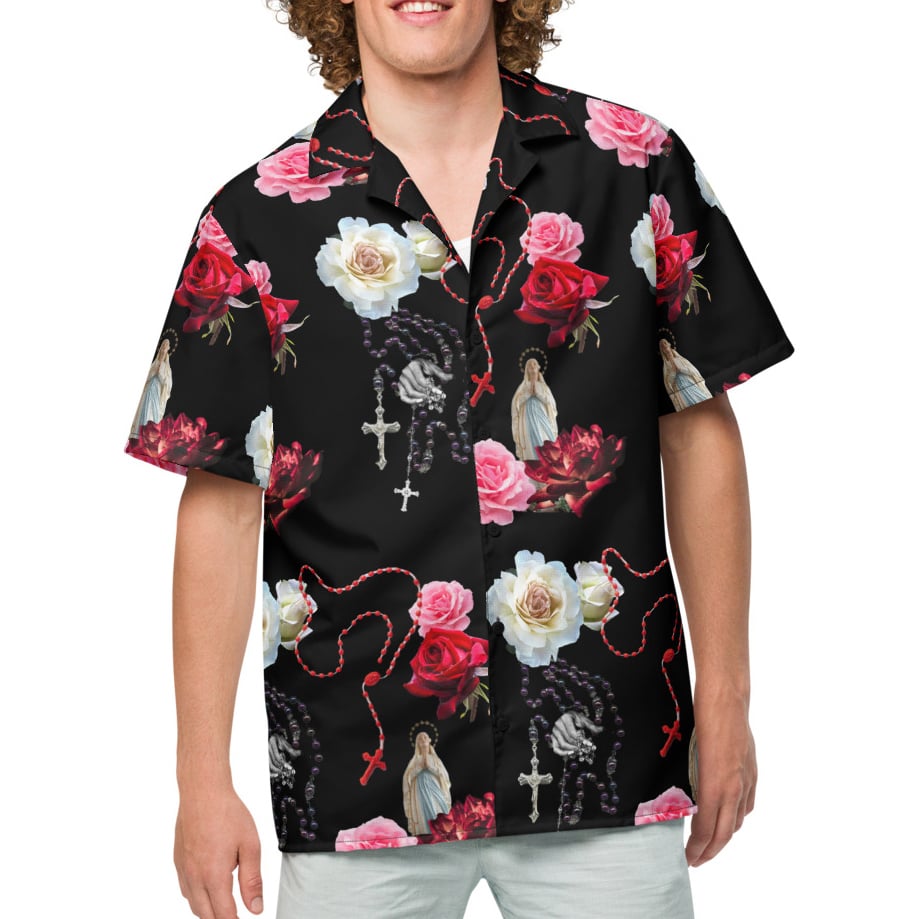 Occult Beach: Roses and Rosaries Unisex Button Shirt