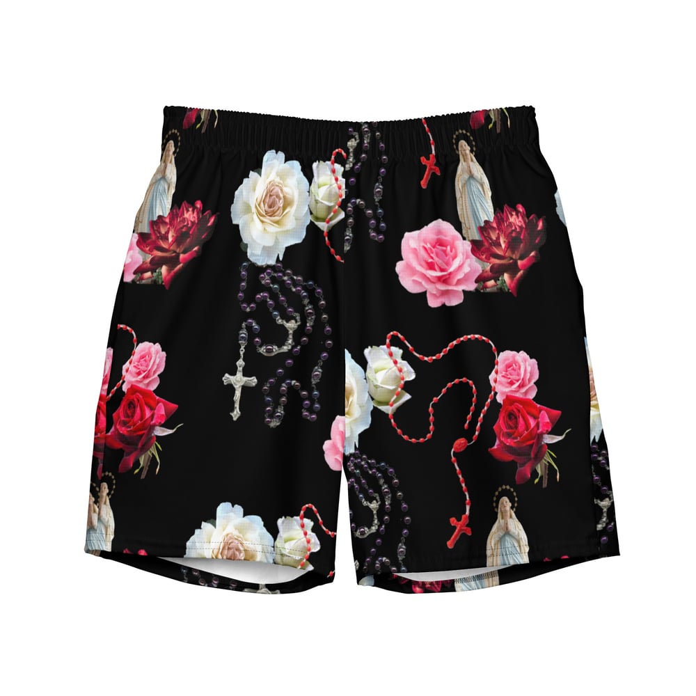 Occult Beach: Roses and Rosaries Recycled Swim Trunks