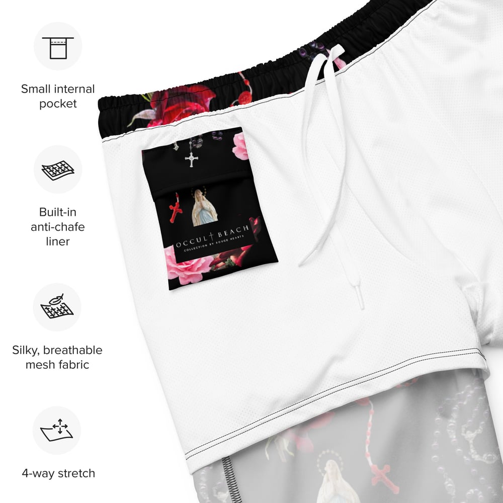 Occult Beach: Roses and Rosaries Recycled Swim Trunks