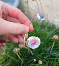 Image 4 of Floral vintage China and Kyanite gemstone Bangle 