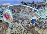 Image 2 of Floral vintage China and Kyanite gemstone Bangle 