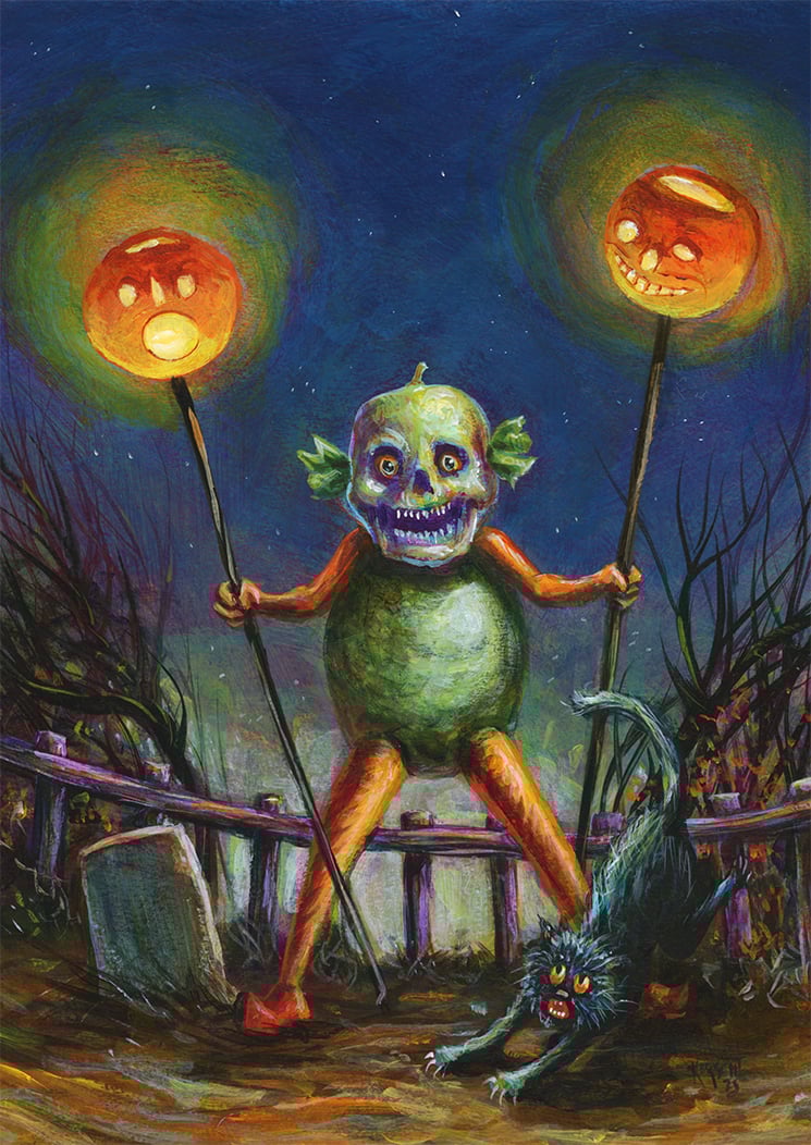 Image of "Signalman" The May 2025 Shiverbones Halloween Postcard