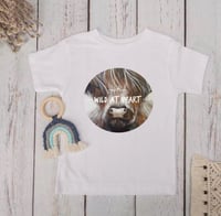 Image 1 of Toddler Tee Printed Art ‘Wild at Heart’ Highland Cow 