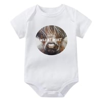 Image 1 of Babies Jumpsuit Printed Art ‘Wild at Heart’ Highland Cow 
