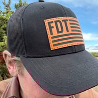 Image 4 of FDT Flag Leather Patch Trucker Hat - Anti-trump