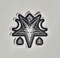 Image 1 of Black Baphomet with Moons & Leviathan Sigils Matte Vinyl Sticker