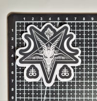 Image 2 of Black Baphomet with Moons & Leviathan Sigils Matte Vinyl Sticker