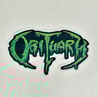 Image 1 of Large Green Glimmering Obiturary Band Logo Vinyl Sticker