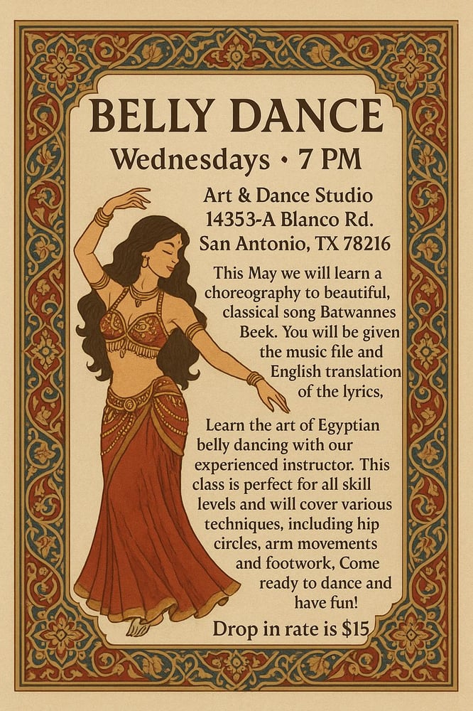 Image of Egyptian Belly Dance Wednesday 7 PM April 2025
