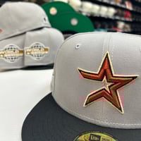 Image 1 of New Era 59Fifty Grey Brick Red Black Classic Green UV