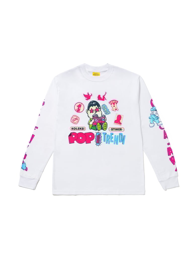  Pop dan Trendi White Long Sleeve Tee