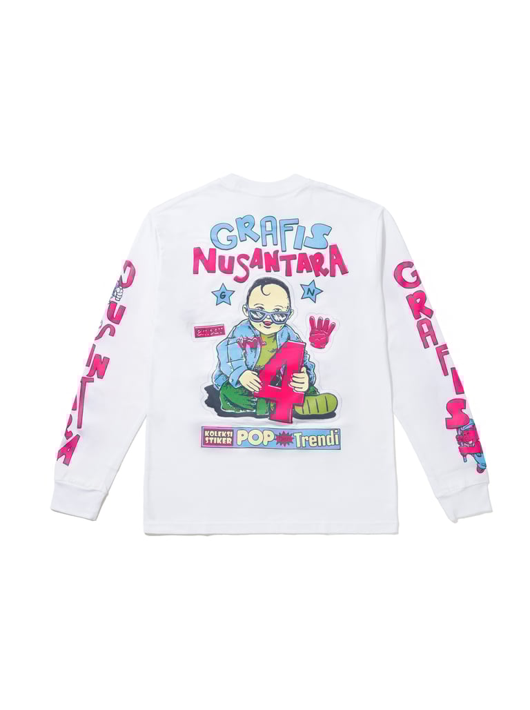  Pop dan Trendi White Long Sleeve Tee Image 2