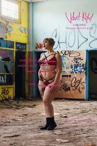 Image 4 of The open cup SUBMIT long line bra in soft black PVC