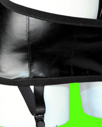 Image 2 of The AMORE spanking suspender skirt on soft black PVC