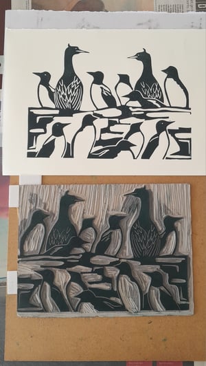 'Farne Islands Seabirds' Linocut Print