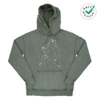 Image 1 of Bear Organic Cotton Drop Shoulder Stone Wash Pullover Hoodie