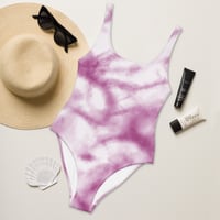 Image 3 of One-Piece Swimsuit White-Purple