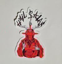 Image 1 of Hail Satan Red Robe Baphomet Glossy Finish Vinyl Sticker