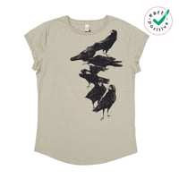 Image 3 of Crow Organic Cotton Rolled Sleeve T-shirt