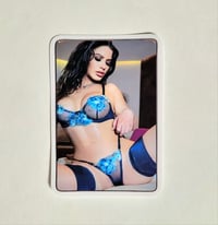 Image 1 of Black Haired Beauty In Blue Lingerie Matte Vinyl Sticker