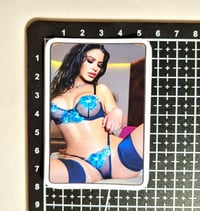 Image 2 of Black Haired Beauty In Blue Lingerie Matte Vinyl Sticker