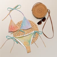 Image 3 of All-over print recycled string bikini Colorful