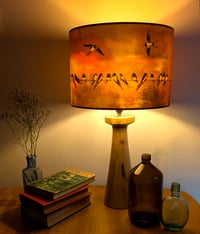 Image 2 of 'Evening Swallows' Drum Lampshade by Lily Greenwood (30cm, Table Lamp or Ceiling)