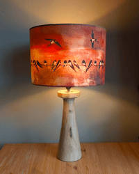 Image 6 of 'Evening Swallows' Drum Lampshade by Lily Greenwood (30cm, Table Lamp or Ceiling)