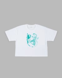 Image 1 of The Kiss Boxy Crop: White - Teal