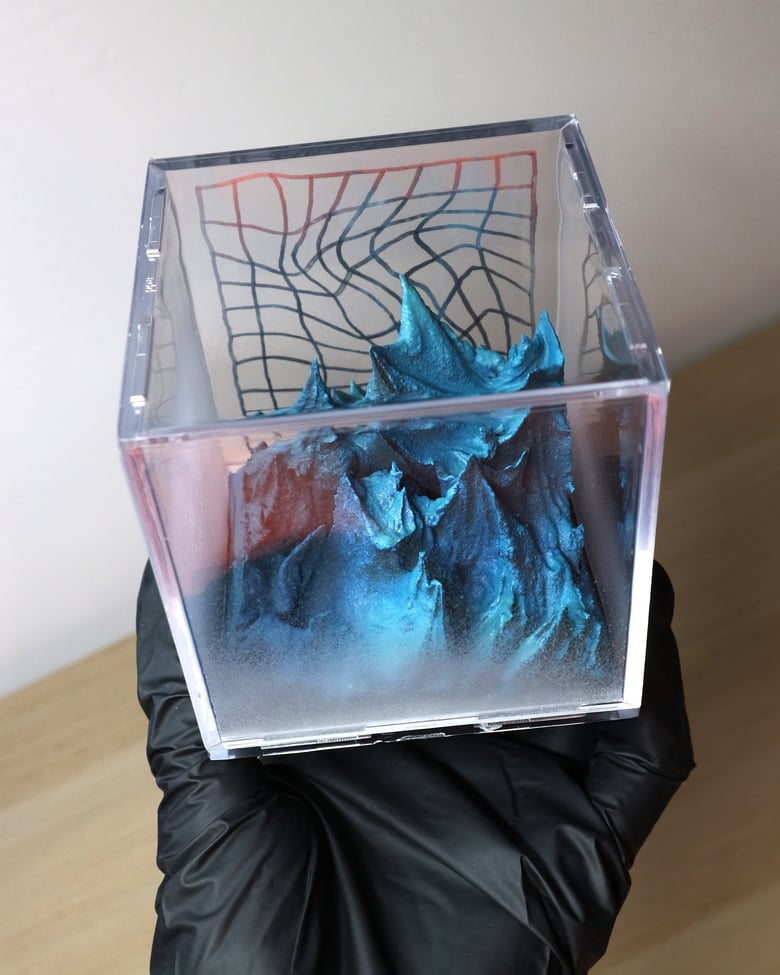 Image of "OVERFLOW" - Original frosted CUBE painting #017
