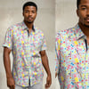 Camisa manga corta retro azul