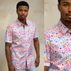 Camisa manga corta retro rosa