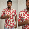 Camisa manga corta rosa fondo blanco