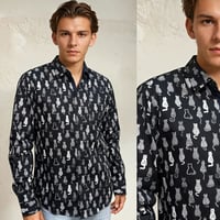 camisa manga larga gato negro