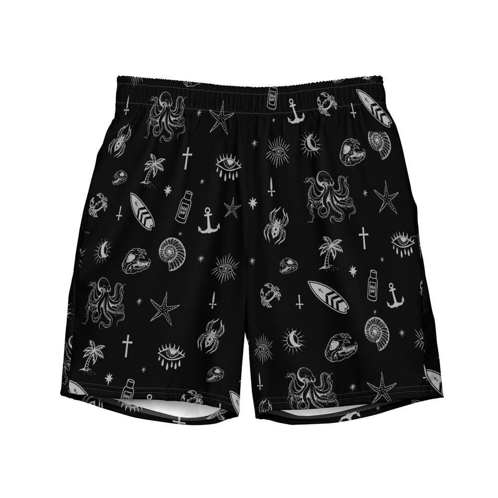 Occult Beach Black Recycled Swim Trunks
