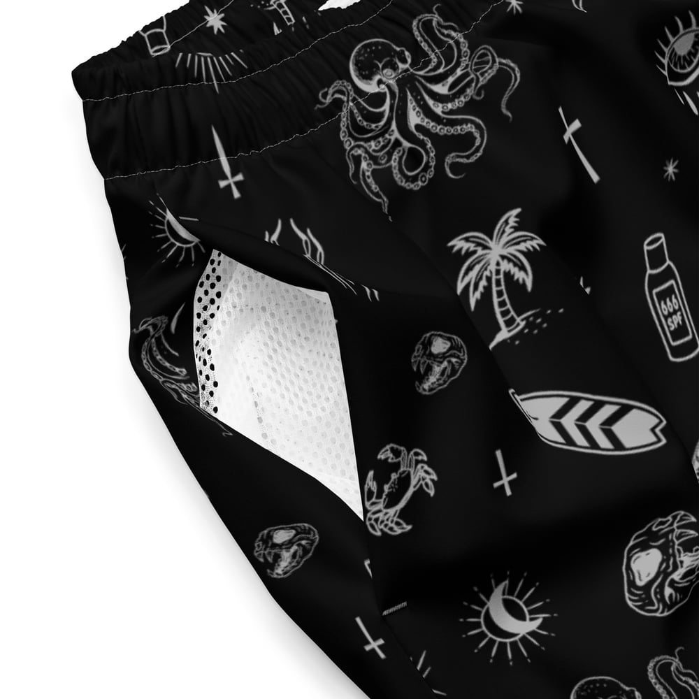 Occult Beach Black Recycled Swim Trunks