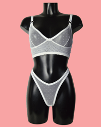 Image 4 of The VENUS thong in pin dot mesh