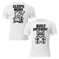 TOF Apparel: Built Different, Sleeps More (Front & Back Graphic Tee)