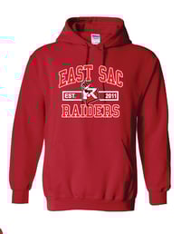 RED GILDAN HOODED SWEATSHIRT