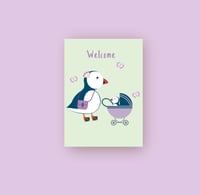 Image 1 of Puffins Welcome New Baby Greeting Card
