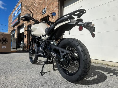 Image of Royal Enfield Himalayan 450  with optional Handguards $5,919 as shown, $5,799 MSRP