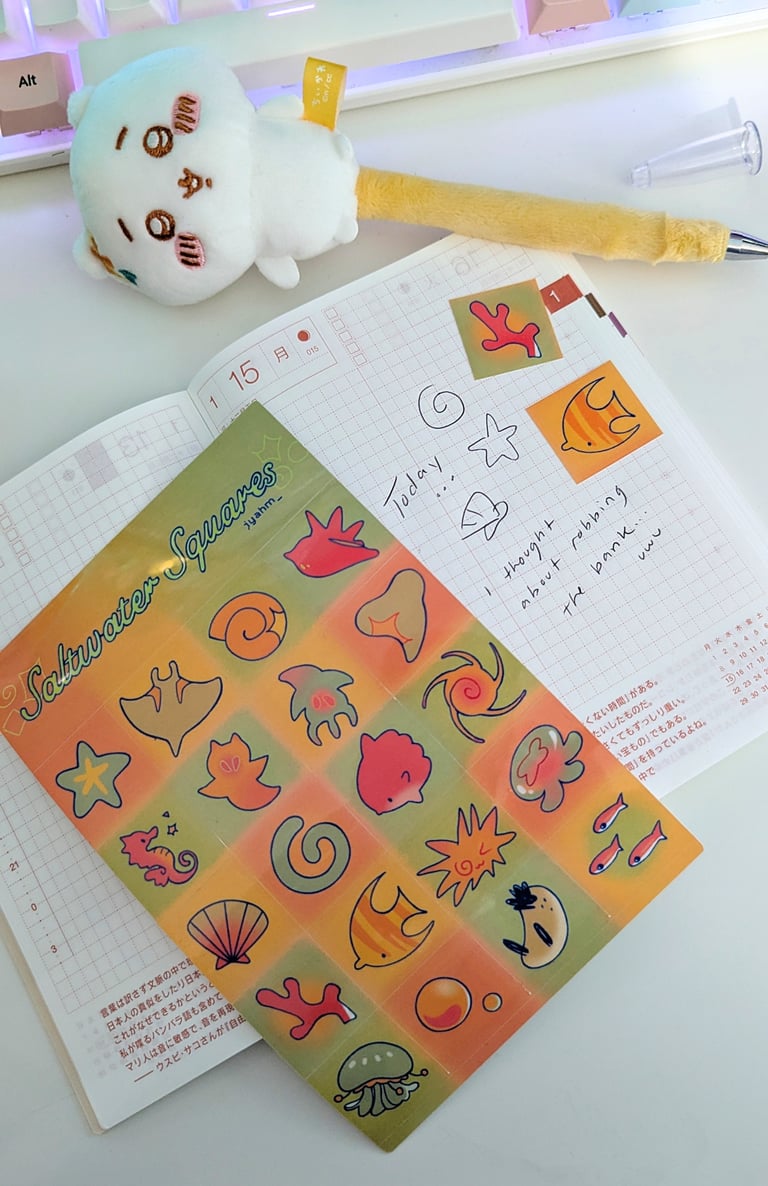 saltwater squares sticker sheet