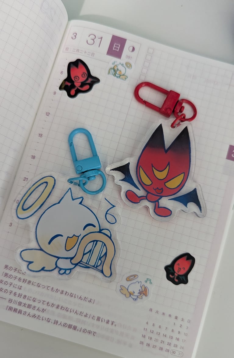 angel/devil acrylic charm