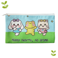 Image 1 of "Happy Hearts, No Drama" Cute Friends Zipper Bag