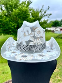 Image 1 of Black and White Frosted Acrylic Cowboy Hat