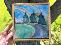 Image 4 of "Okeana Double Rainbow" Original Watercolor Painting by Sandy Tyler 